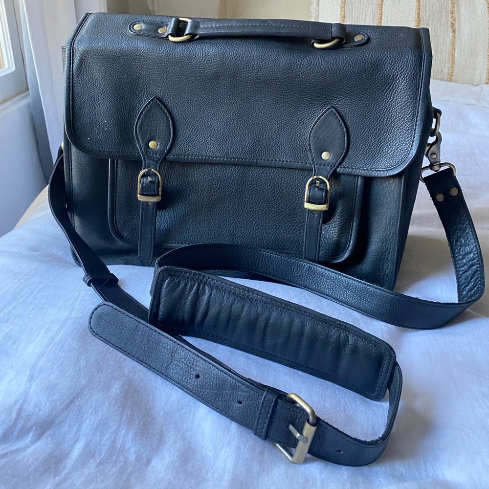 Leftover Studio Black Leather DSLR Camera Bag
